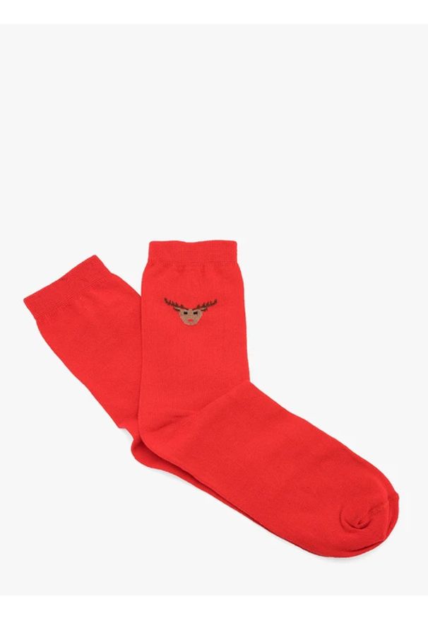Ryłko - Świąteczne skarpety unisex. Kolor: czerwony. Materiał: dzianina
