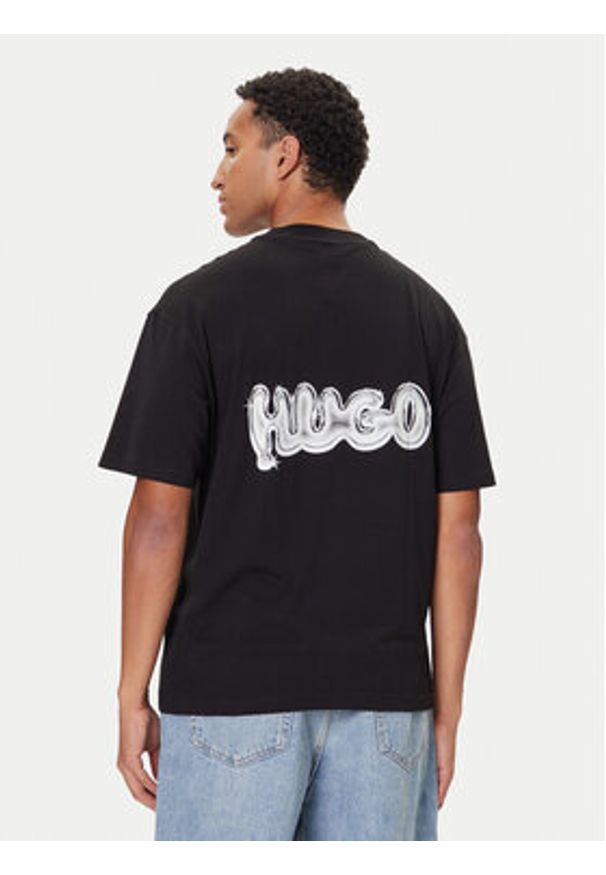 Hugo - HUGO T-Shirt Nyrotee 50549769 Czarny Loose Fit. Kolor: czarny. Materiał: bawełna