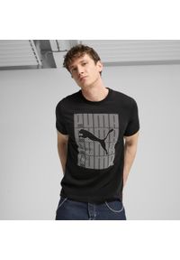 Puma - Męska koszulka Graphics PUMA Wording PUMA Black. Kolor: czarny. Materiał: guma. Wzór: nadruk. Sport: fitness