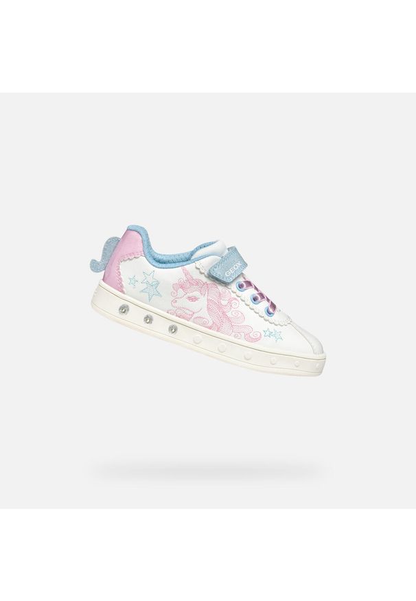 Geox - Buty GEOX J SKYLIN GIRL Biały. Kolor: różowy, biały, wielokolorowy. Materiał: tkanina, syntetyk. Sport: turystyka piesza
