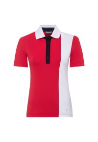 GOLFINO - Damska koszulka polo Golfino Classic tricolore. Typ kołnierza: polo. Kolor: czerwony. Wzór: kolorowy. Styl: sportowy #1