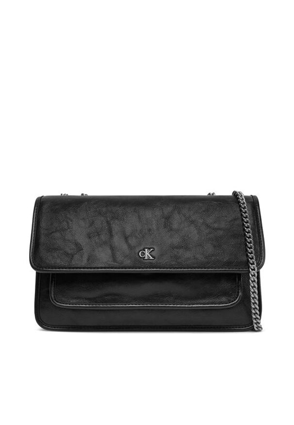 Calvin Klein Jeans Torebka Chain Ew Flap Conv Chain Bag LV04K3084G Czarny. Kolor: czarny. Materiał: skórzane