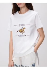 Reserved - Bawełniany t-shirt z nadrukiem - biały. Kolor: biały. Materiał: bawełna. Wzór: nadruk #1