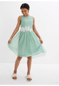 bonprix - Sukienka midi z koronkową wstawką. Kolor: zielony. Materiał: koronka. Długość rękawa: bez rękawów. Długość: midi #3