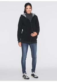 bonprix - Bluza 2 w 1 z polaru, ciążowa, z wstawką na nosidełko niemowlęce. Kolekcja: moda ciążowa. Kolor: czarny. Materiał: polar. Sezon: jesień. Styl: młodzieżowy