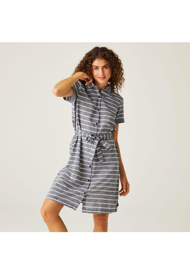 Regatta - Rema damska sukienka. Kolor: niebieski. Materiał: bawełna, tkanina. Sport: turystyka piesza