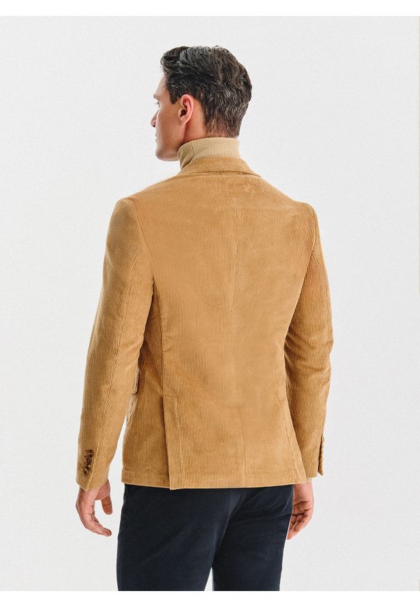 Pako Lorente - PAKO LORENTE - Beżowa sztruksowa marynarka męska. Okazja: na co dzień. Kolor: beżowy. Materiał: sztruks. Sezon: jesień. Styl: casual