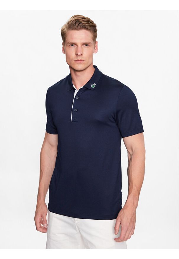 Lacoste Polo DH3982 Granatowy Regular Fit. Typ kołnierza: polo. Kolor: niebieski. Materiał: syntetyk