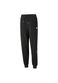 Spodnie sportowe damskie Puma Power Colorblock. Kolor: czarny. Materiał: dresówka. Sport: fitness