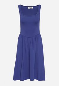 Born2be - Niebieska Sukienka z Wiskozą o Rozkloszowanym Kroju Edivane. Okazja: na co dzień. Kolor: niebieski. Materiał: wiskoza. Długość rękawa: na ramiączkach. Sezon: wiosna, lato. Typ sukienki: rozkloszowane. Styl: casual #2
