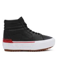 Buty do chodzenia damskie Vans UA SK8HI Stacked. Okazja: na co dzień. Wysokość cholewki: za kostkę. Zapięcie: sznurówki. Kolor: czarny, wielokolorowy. Materiał: materiał, syntetyk. Szerokość cholewki: normalna. Sport: turystyka piesza