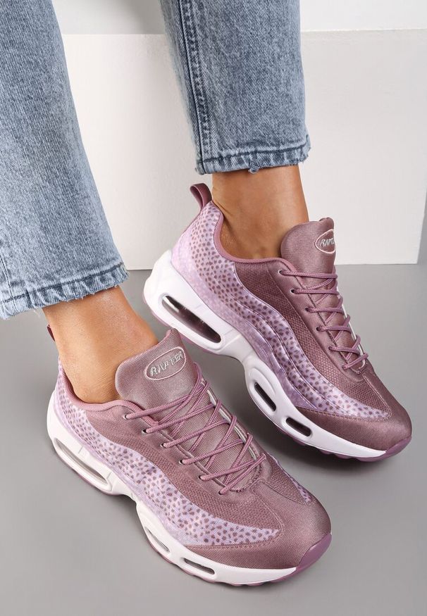 Renee - Różowe Sneakersy Avagune. Nosek buta: okrągły. Kolor: różowy. Materiał: materiał. Szerokość cholewki: normalna. Wzór: aplikacja