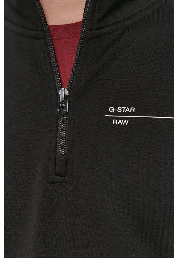 G-Star RAW - G-Star Raw Bluza męska kolor czarny gładka. Kolor: czarny. Materiał: dzianina, poliester. Długość rękawa: raglanowy rękaw. Długość: krótkie. Wzór: gładki