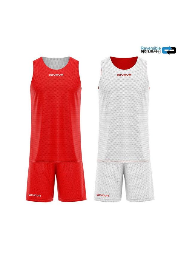 Givova zestaw podwójny mesh XS - biały. Kolor: czerwony, biały, wielokolorowy. Materiał: mesh. Sport: koszykówka
