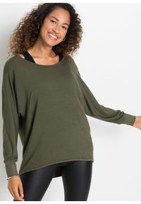 bonprix - Długi shirt z topem z mieszanki wiskozy. Kolor: zielony. Materiał: wiskoza. Długość: długie #1
