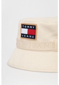 Tommy Jeans kapelusz bawełniany kolor beżowy bawełniany. Kolor: beżowy. Materiał: bawełna