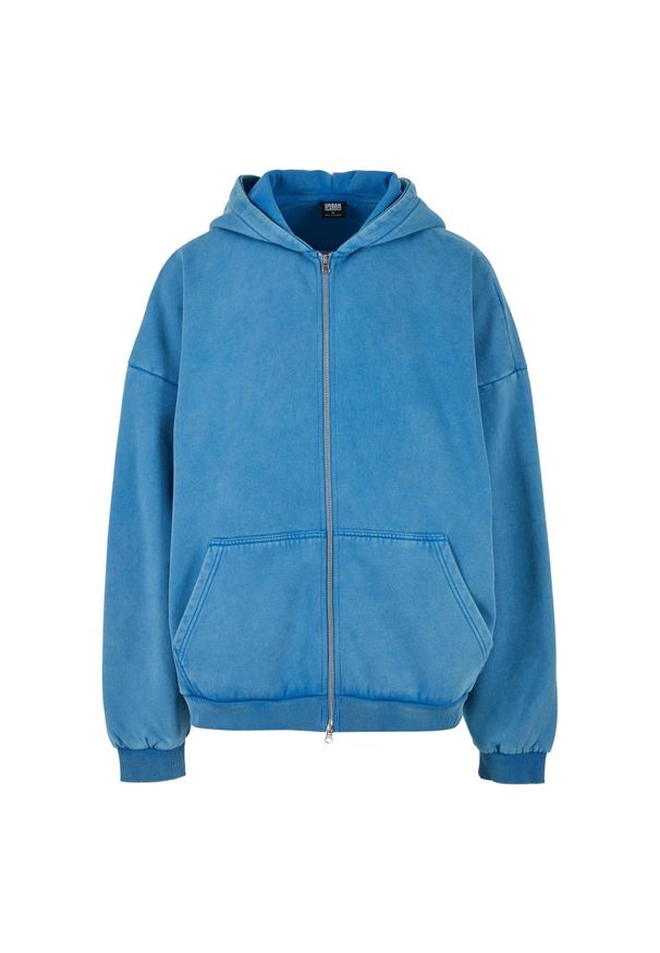 Urban Classics - Bluza Męska 90´s Stone Wash Heavyweight Full Zip Hoodie. Kolor: niebieski