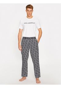 Karl Lagerfeld - KARL LAGERFELD Piżama Printed Pj T-Shirt Set 225M2100 Biały Regular Fit. Kolor: biały. Materiał: bawełna