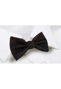 Mucha Męska z Poszetką - Chattier - Bordowa w Czarne Kwiaty. Kolor: czerwony. Wzór: kwiaty. Styl: elegancki, sportowy #4