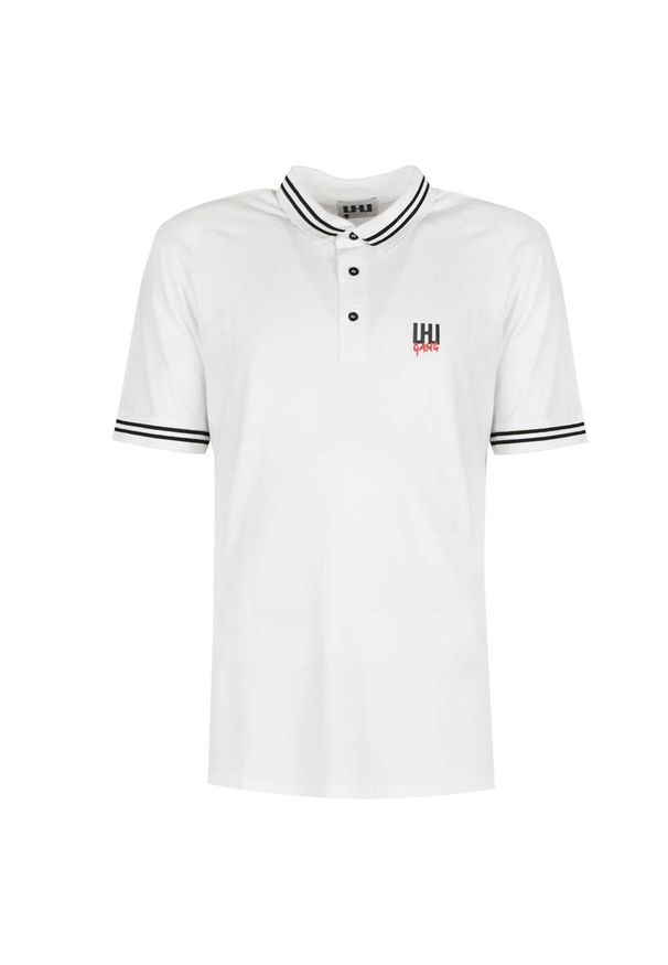 Les Hommes Koszulka Polo "LHU Gang" | UIT501 730U | LHU Gang | Mężczyzna | Biały. Okazja: na co dzień. Typ kołnierza: polo. Kolor: biały. Materiał: bawełna. Wzór: nadruk. Styl: casual, klasyczny