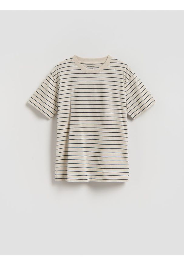 Reserved - Bawełniany t-shirt - beżowy. Kolor: beżowy. Materiał: bawełna