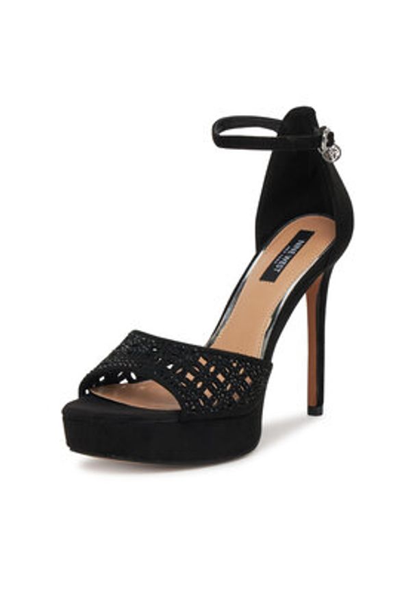 Nine West Sandały TS6218-01 Czarny. Kolor: czarny. Materiał: materiał