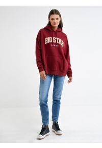 Big-Star - Bluza damska z kapturem bordowa Rubialsa 604. Typ kołnierza: kaptur. Kolor: czerwony. Materiał: materiał. Wzór: aplikacja. Styl: klasyczny #6