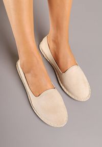Born2be - Beżowe Espadryle Balerinki z Ozdobnymi Przeszyciami Firavione. Okazja: na co dzień, na imprezę. Kolor: beżowy. Materiał: len. Sezon: lato. Styl: klasyczny, casual