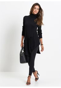 bonprix - Długi sweter z mieszanki wiskozy. Kolor: czarny. Materiał: wiskoza. Długość: długie. Styl: elegancki