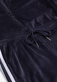Born2be - Granatowy Welurowy Komplet Dresowy 2-Częściowy z Lampasami Bluza i Spodnie Atiriv. Kolor: niebieski. Materiał: welur, dresówka #3