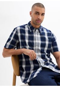 bonprix - Koszula z krótkim rękawem, z czystej bawełny. Kolor: niebieski. Materiał: bawełna. Długość rękawa: krótki rękaw. Długość: krótkie #2