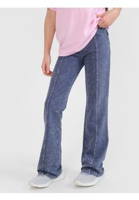 4f - 4F Legginsy dzianinowe z efektem acid wash dziewczęce - szare 128 (7-8 lat). Okazja: na co dzień. Stan: podwyższony. Kolor: szary. Materiał: dzianina. Wzór: gładki, ze splotem. Sezon: lato. Styl: klasyczny, sportowy, casual