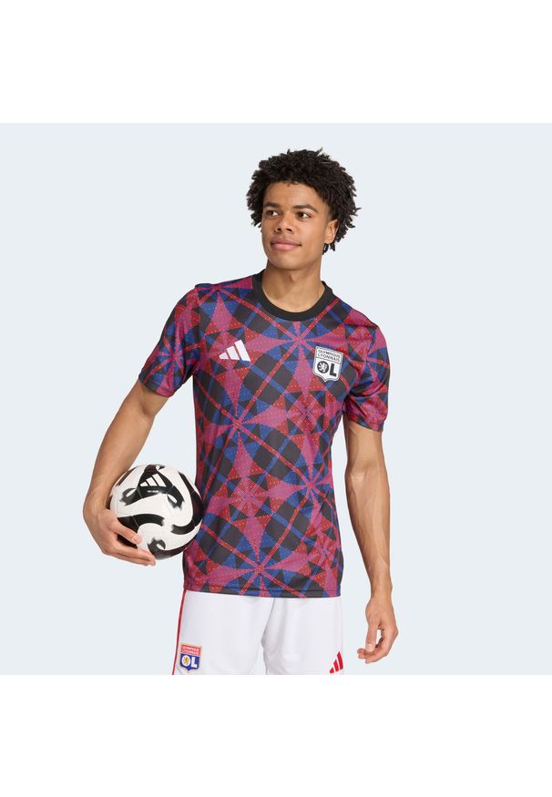Adidas - Koszulka przedmeczowa ADIDAS Olympique Lyonnais 25/26. Wzór: nadruk. Sport: piłka nożna