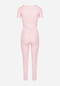 Born2be - Różowy Komplet Sportowy Legginsy i Dopasowany T-shirt Silendria. Kolor: różowy #4