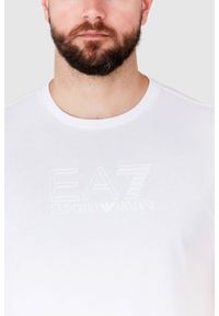 EA7 Emporio Armani - EA7 Biały t-shirt męski z aplikacją z logo, Rozmiar M. Kolor: biały. Materiał: prążkowany. Wzór: aplikacja #5
