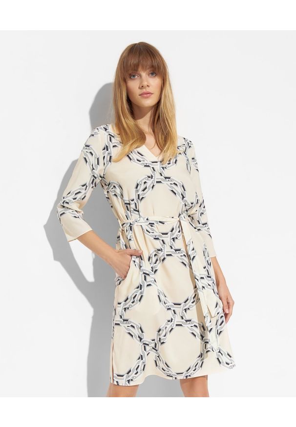HERZEN'S ANGELENGEHEIT - Kremowa sukienka z jedwabiu. Kolor: beżowy. Materiał: jedwab. Wzór: aplikacja. Długość: mini