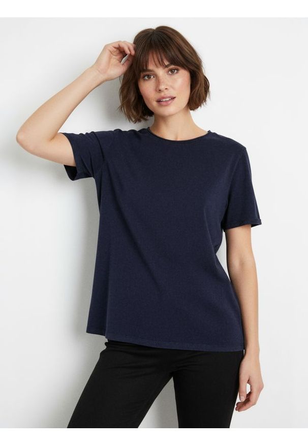 Sinsay - Koszulka z efektem sprania - niebieski. Kolor: niebieski