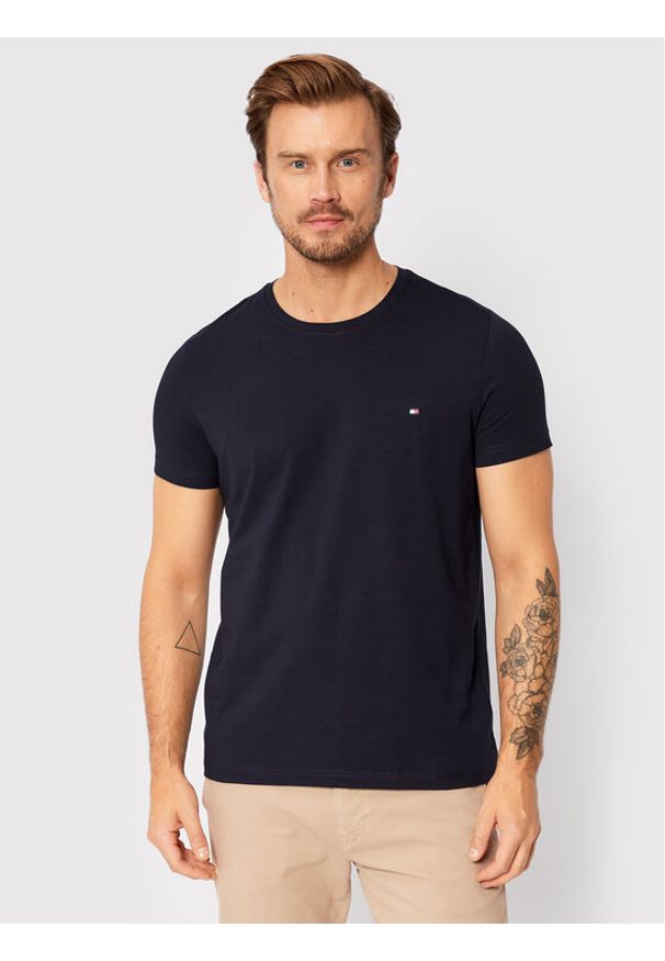 TOMMY HILFIGER - Tommy Hilfiger T-Shirt Core Stretch MW0MW27539 Granatowy Slim Fit. Kolor: niebieski. Materiał: bawełna