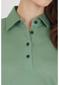 WOOLONA - Koszulka Polo Damska 100% Merino Woolona. Typ kołnierza: polo. Kolor: zielony
