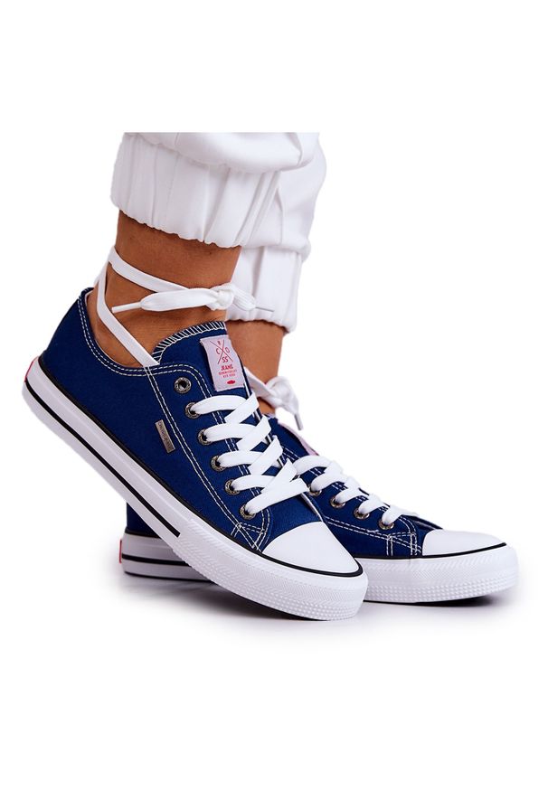 Damskie Klasyczne Trampki Cross Jeans JJ2R4012C Granatowe. Kolor: niebieski. Materiał: materiał, guma. Styl: klasyczny