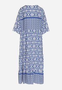 Born2be - Jasnoniebieska Bawełniana Sukienka w Stylu Boho z Wiązaniem Przy Dekolcie Orradelle. Okazja: na co dzień. Kolor: niebieski. Materiał: bawełna. Typ sukienki: proste. Styl: boho #3