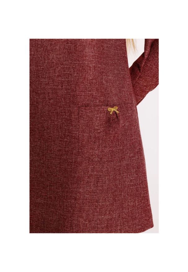 MOE - Elegancka sukienka tweedowa trapezowa mini bordowa. Kolor: czarny, różowy, szary, czerwony. Typ sukienki: trapezowe. Styl: elegancki. Długość: mini