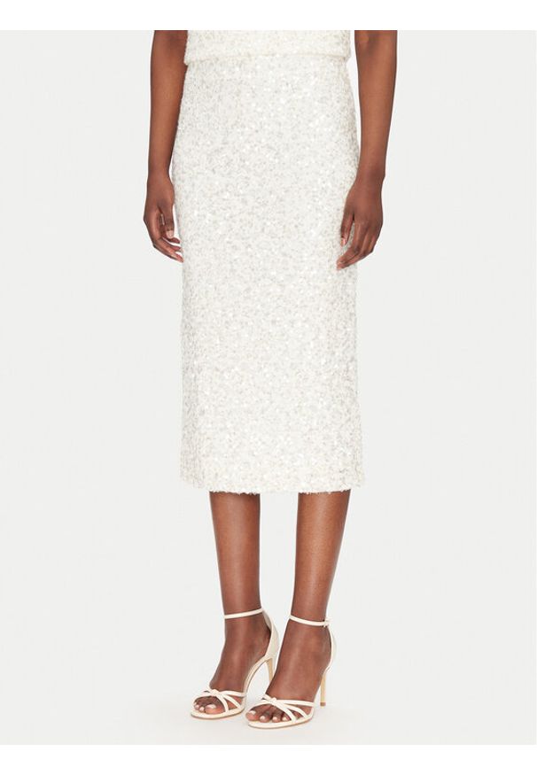 ViCOLO Spódnica midi TS0397 Biały Regular Fit. Kolor: biały. Materiał: syntetyk