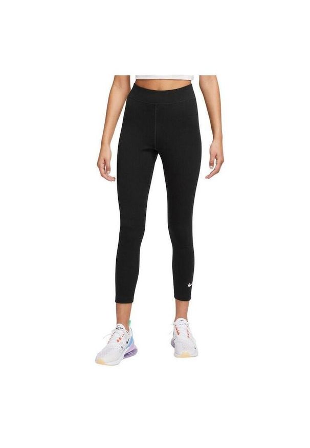 Legginsy Getry Spodnie Nike Bawełniane Z Logo Wysoki Stan. Stan: podwyższony. Kolor: czarny. Materiał: bawełna. Sport: fitness