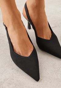 Born2be - Czarne Sandały na Szpilce Ozdobione Plecionką Callaxie. Okazja: na co dzień. Zapięcie: sprzączka. Kolor: czarny. Materiał: jeans. Wzór: aplikacja. Sezon: lato. Obcas: na szpilce. Styl: casual, elegancki, klasyczny, wizytowy #5