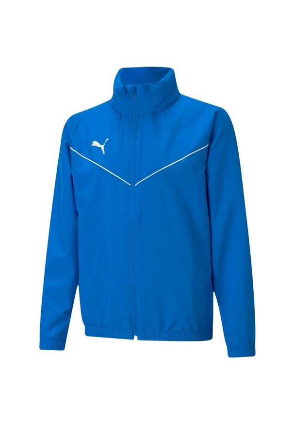 Kurtka piłkarska dla dzieci Puma teamRISE All Weather Jacket. Kolor: biały, wielokolorowy, niebieski. Materiał: poliester. Sport: piłka nożna