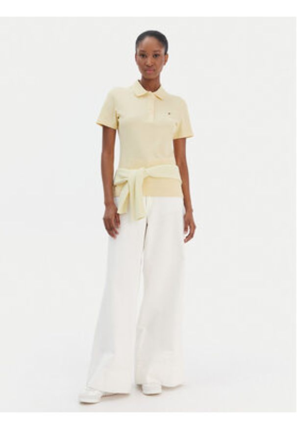 TOMMY HILFIGER - Tommy Hilfiger Polo 1985 WW0WW43225 Żółty Slim Fit. Typ kołnierza: polo. Kolor: żółty. Materiał: bawełna