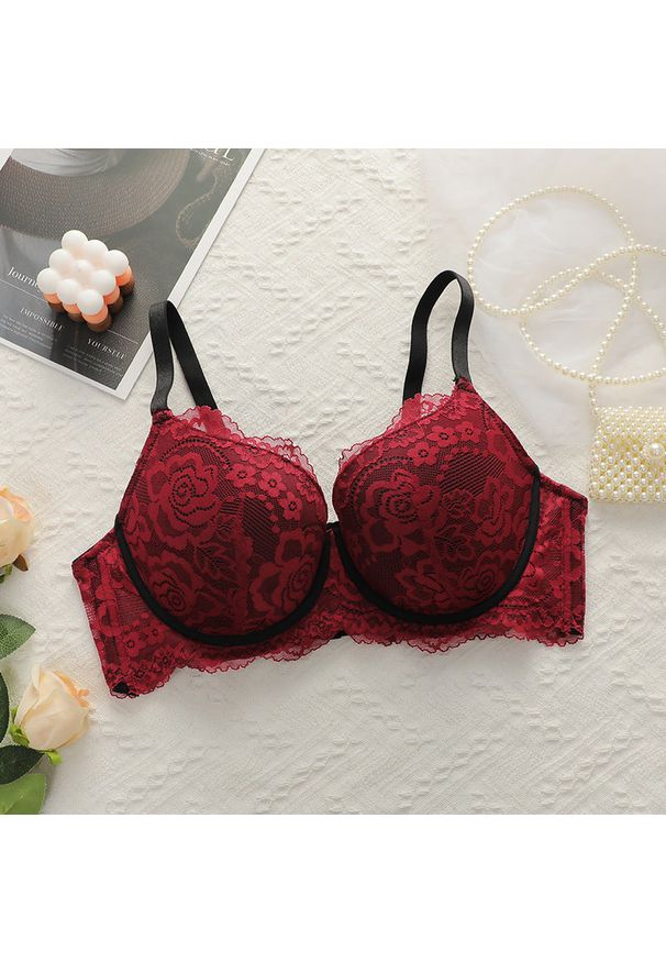 Intica - Biustonosz koronkowy plus size z wsparciem Sofieke. Kolekcja: plus size. Kolor: czerwony. Materiał: koronka