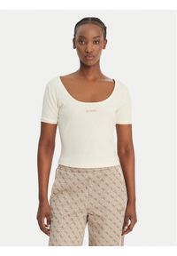 Guess T-Shirt V6GP04 K2969 Écru Slim Fit. Kolor: kremowy. Materiał: lyocell #1