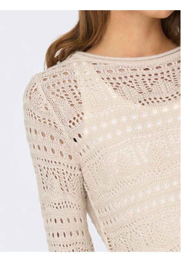 JDY Sweter Sun Lay 15287384 Beżowy Regular Fit. Kolor: beżowy. Materiał: syntetyk